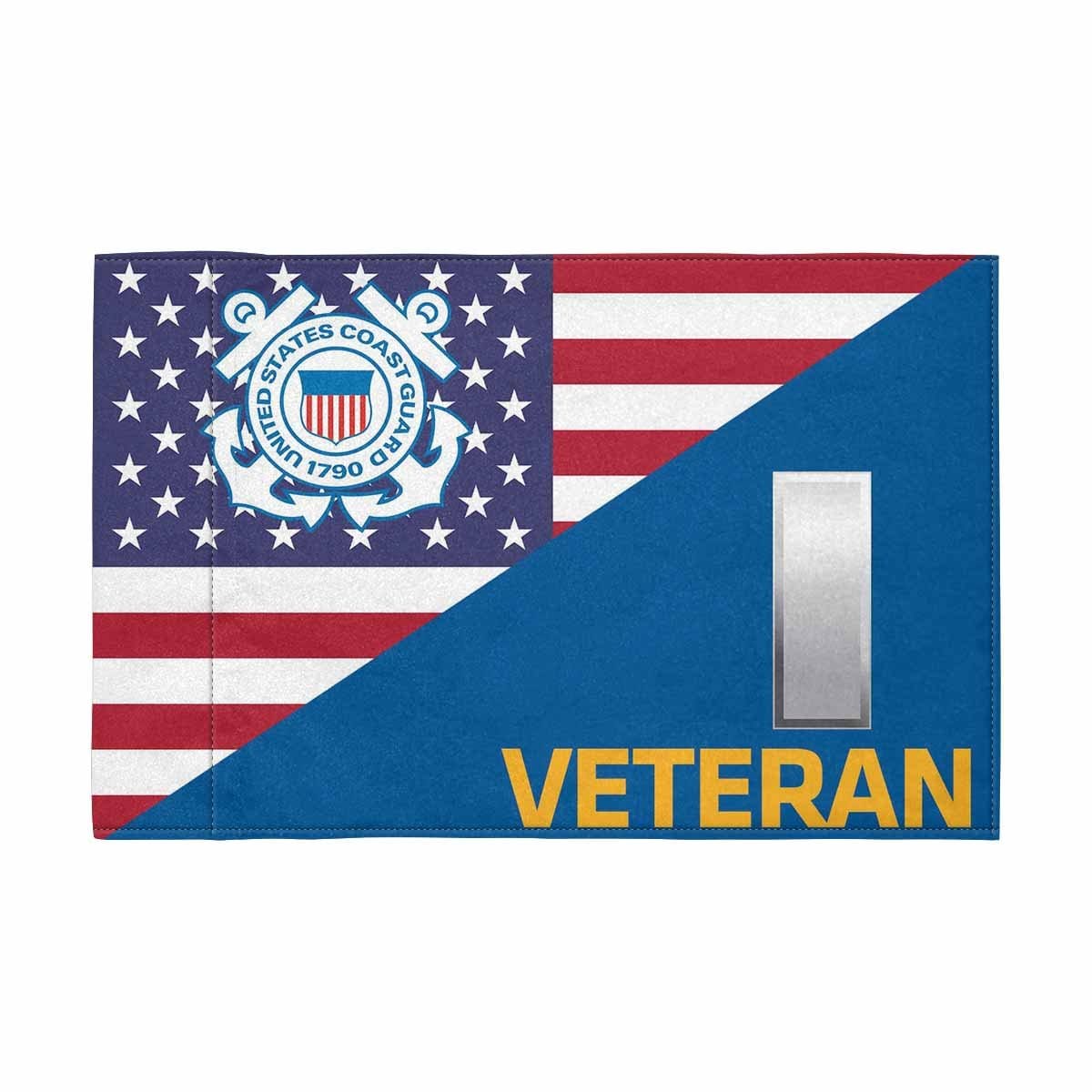 USCG O-2 Veteran Motorcycle Flag 9" x 6" Twin-Side Printing D01-MotorcycleFlag-USCG-Veterans Nation