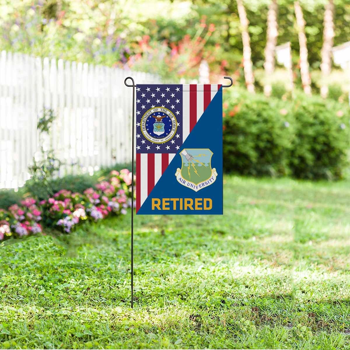 US Air Force Air University Retired Garden Flag/Yard Flag 12 inches x 18 inches Twin-Side Printing-GDFlag-USAF-Shield-Veterans Nation