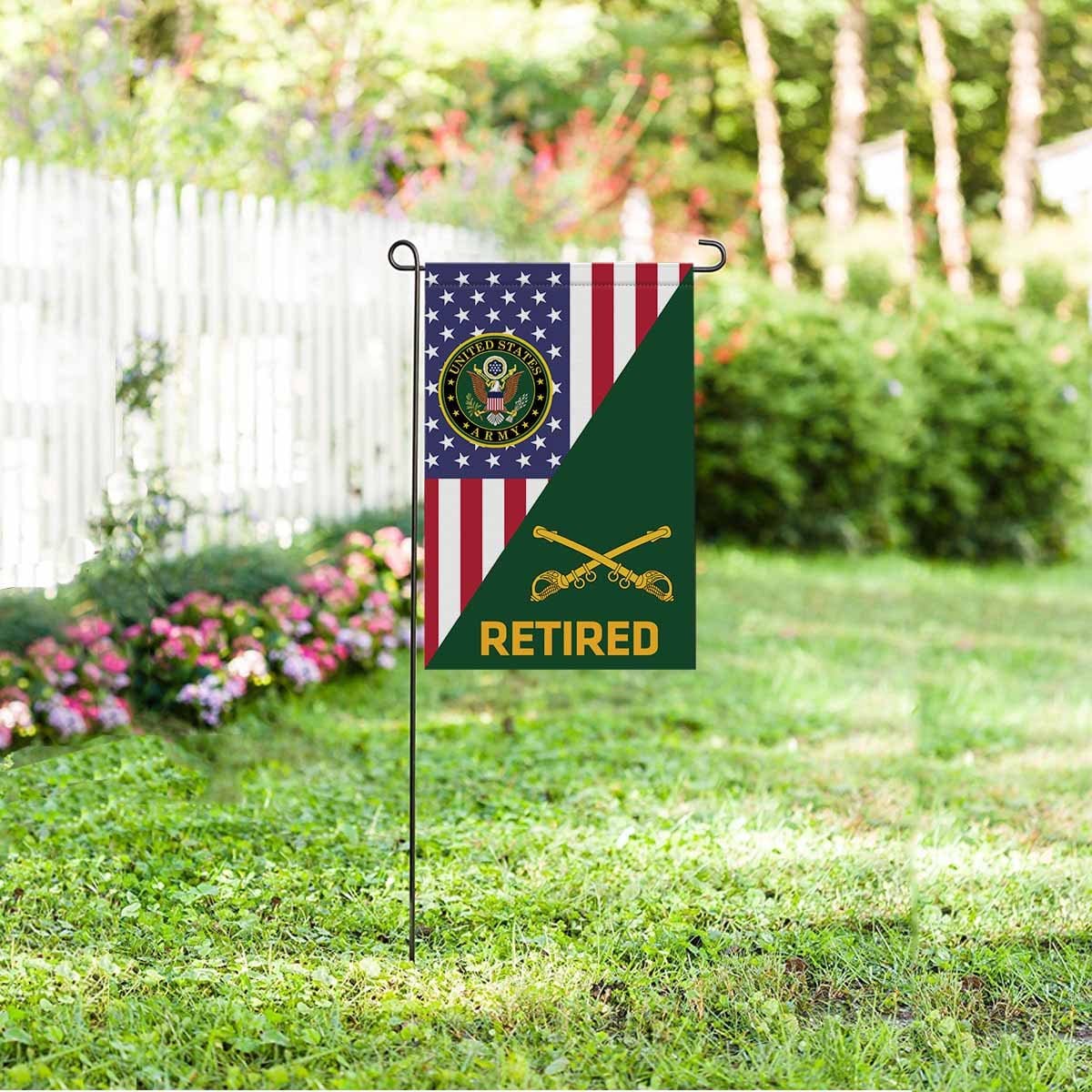 US Army Cavalry Retired Garden Flag/Yard Flag 12 Inch x 18 Inch Twin-Side Printing-GDFlag-Army-Branch-Veterans Nation