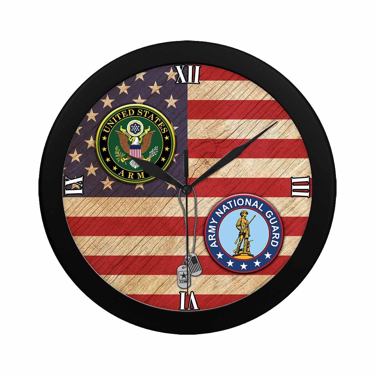 US Army National Guard Black Wall Clock-WallClocks-Army-Branch-Veterans Nation