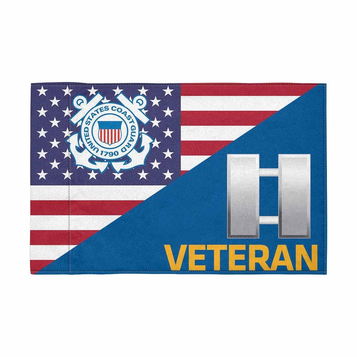 USCG O-3 Veteran Motorcycle Flag 9" x 6" Twin-Side Printing D01-MotorcycleFlag-USCG-Veterans Nation