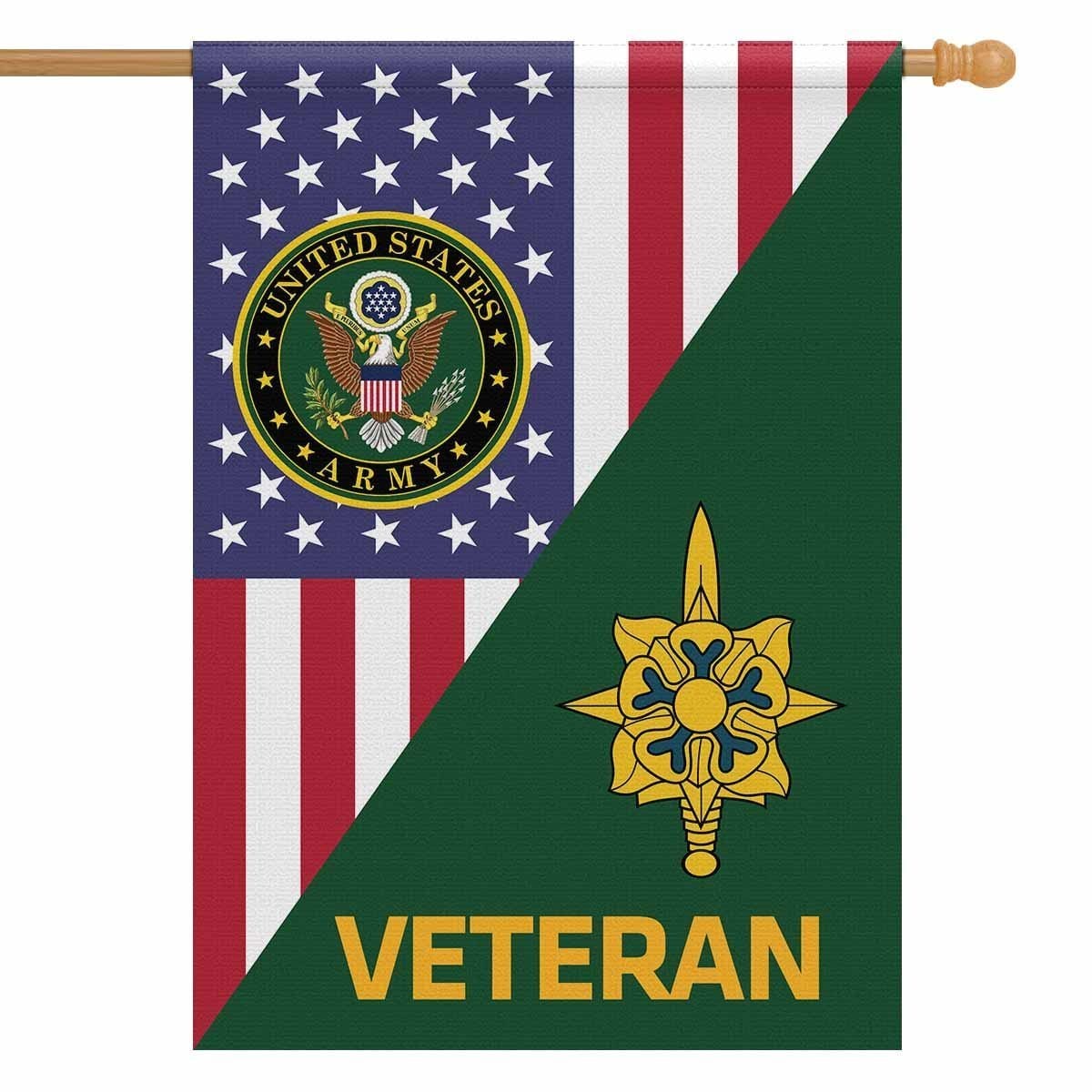 US Army Veteran Insignia With America Flag House Flag 28 Inch x 40 Inch Twin-Side Printing-HouseFlag-Army-Veterans Nation