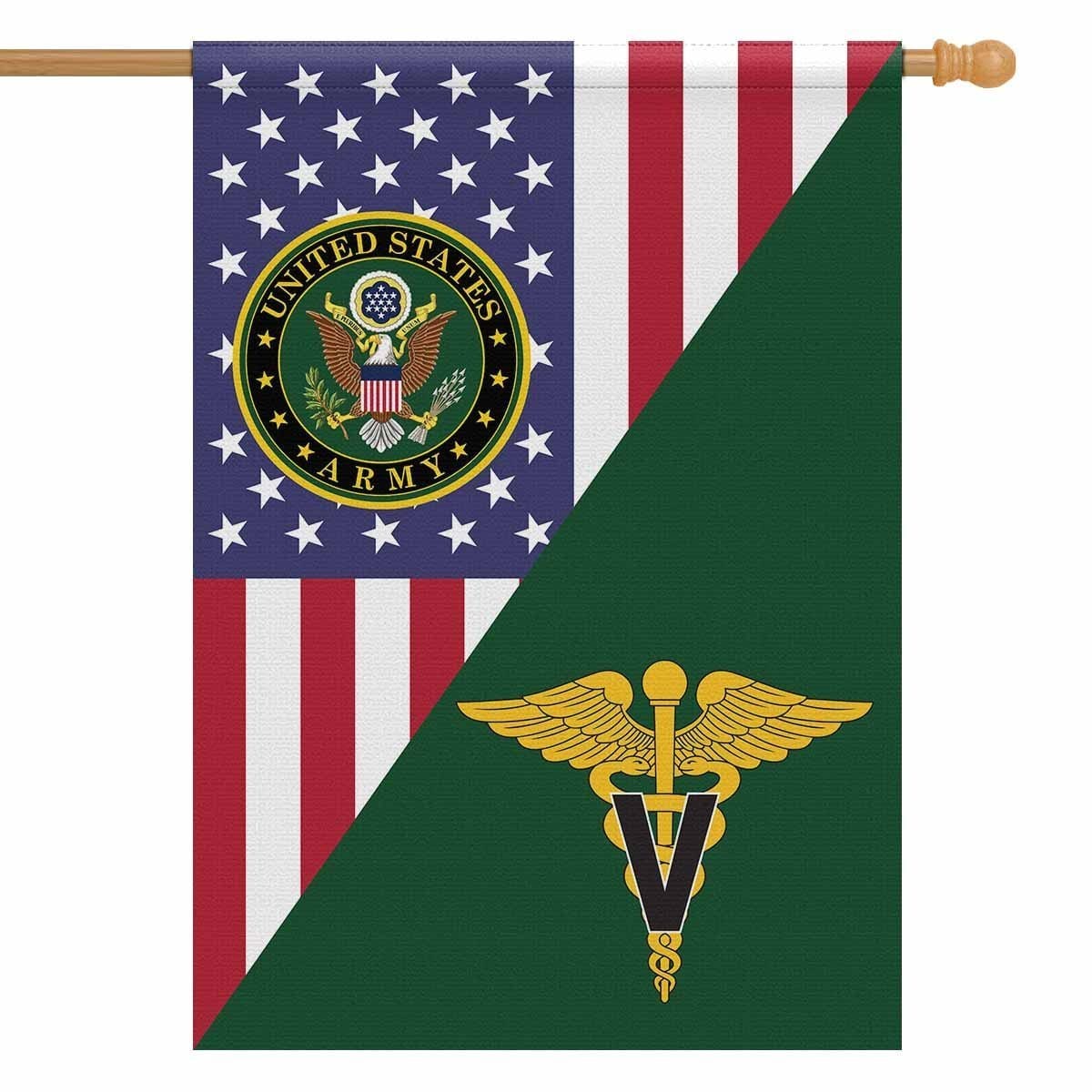 US Army Insignia With America Flag House Flag 28 Inch x 40 Inch Twin-Side Printing-HouseFlag-Army-Veterans Nation