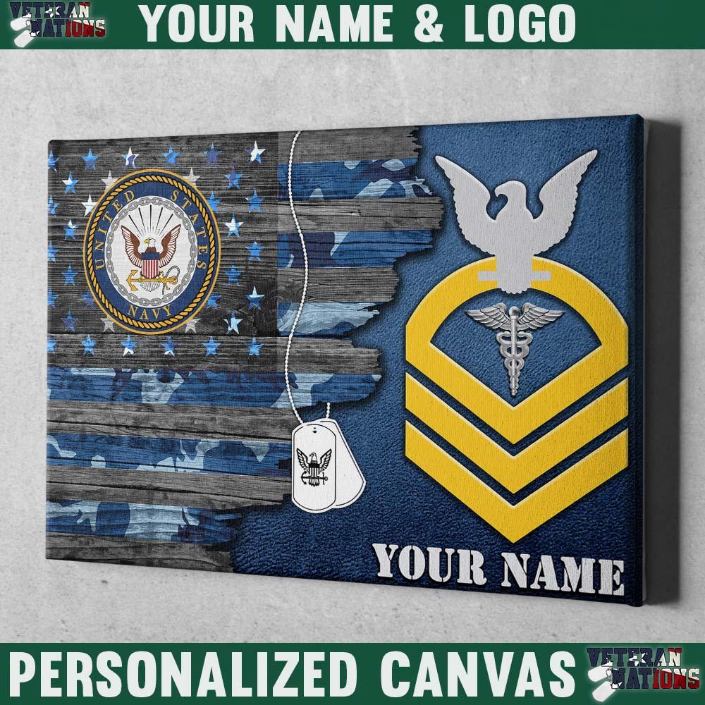 Personalized Canvas - U.S. Navy E-7 CPO Rating Badge - Personalized Name & Logo-Canvas-Personalized-Navy-Rating-Veterans Nation