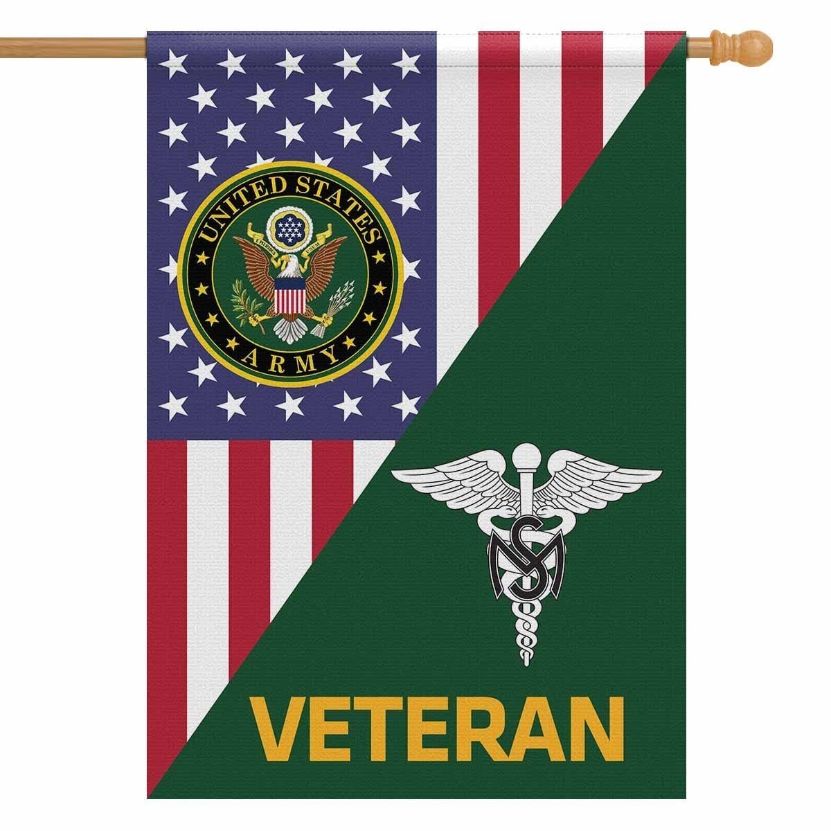 US Army Veteran Insignia With America Flag House Flag 28 Inch x 40 Inch Twin-Side Printing-HouseFlag-Army-Veterans Nation