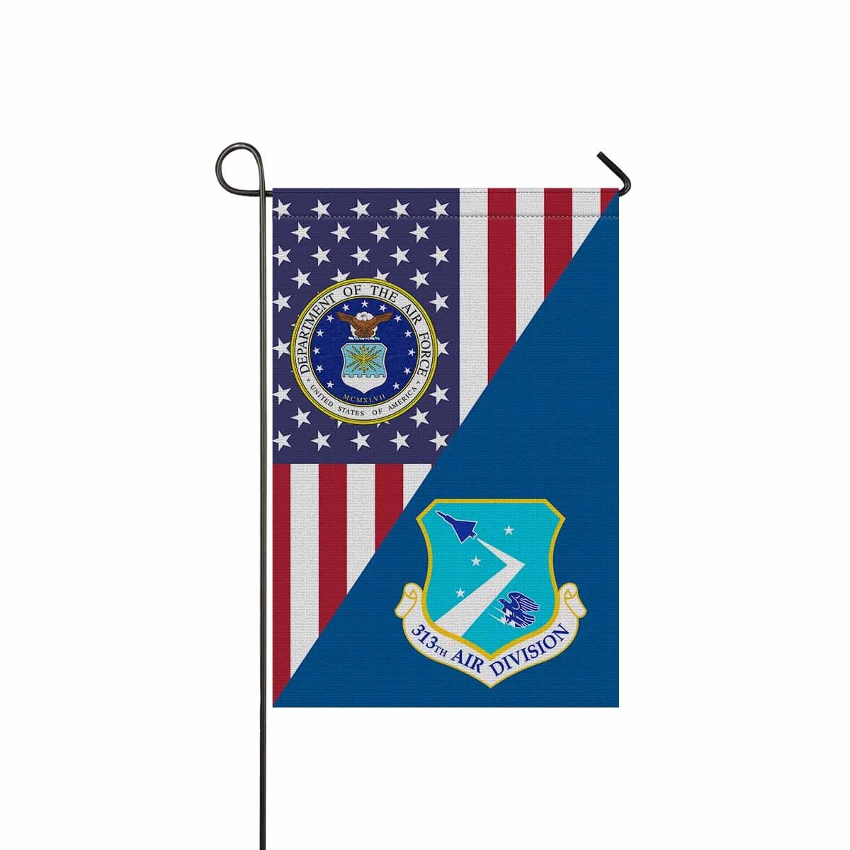 US Air Force 313th Air Division Garden Flag/Yard Flag 12 inches x 18 inches Twin-Side Printing-GDFlag-USAF-AirDivision-Veterans Nation