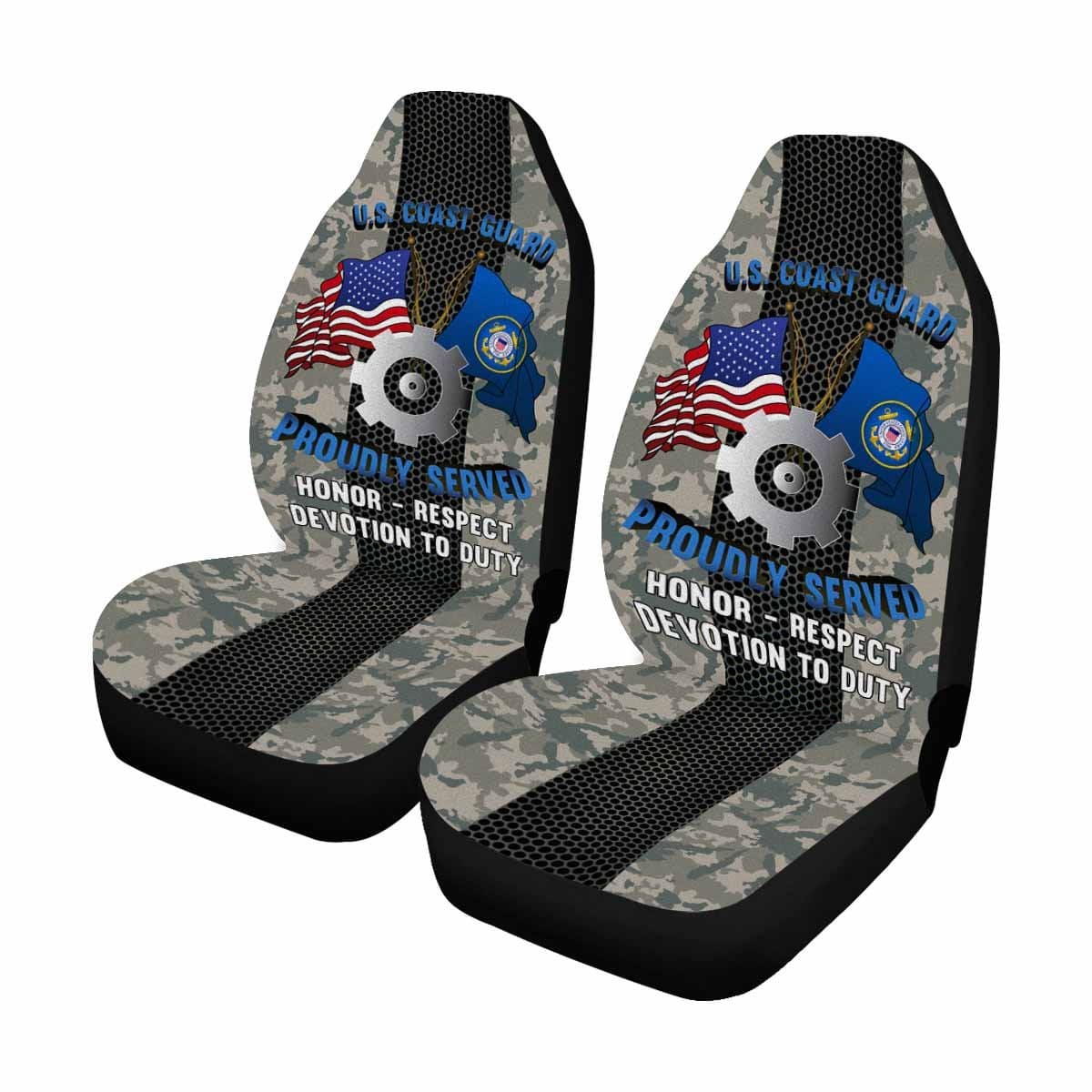 US Coast Guard Machinery Technician MK Logo Proudly Served - Car Seat Covers (Set of 2)-SeatCovers-USCG-Rate-Veterans Nation