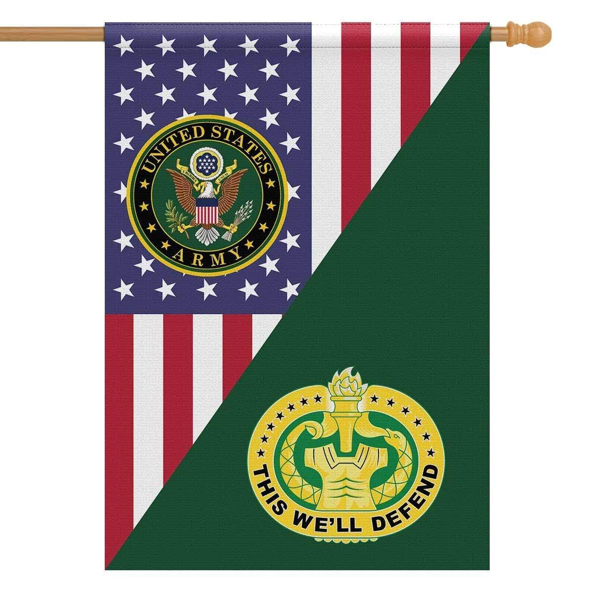 US Army Insignia With America Flag House Flag 28 Inch x 40 Inch Twin-Side Printing-HouseFlag-Army-Veterans Nation