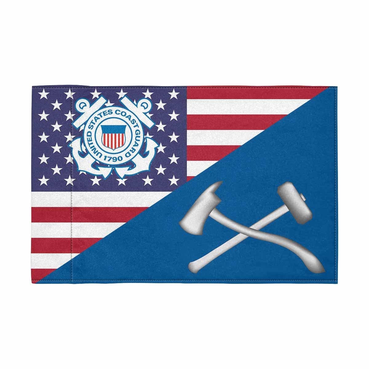 USCG DC Motorcycle Flag 9" x 6" Twin-Side Printing D01-MotorcycleFlag-USCG-Veterans Nation