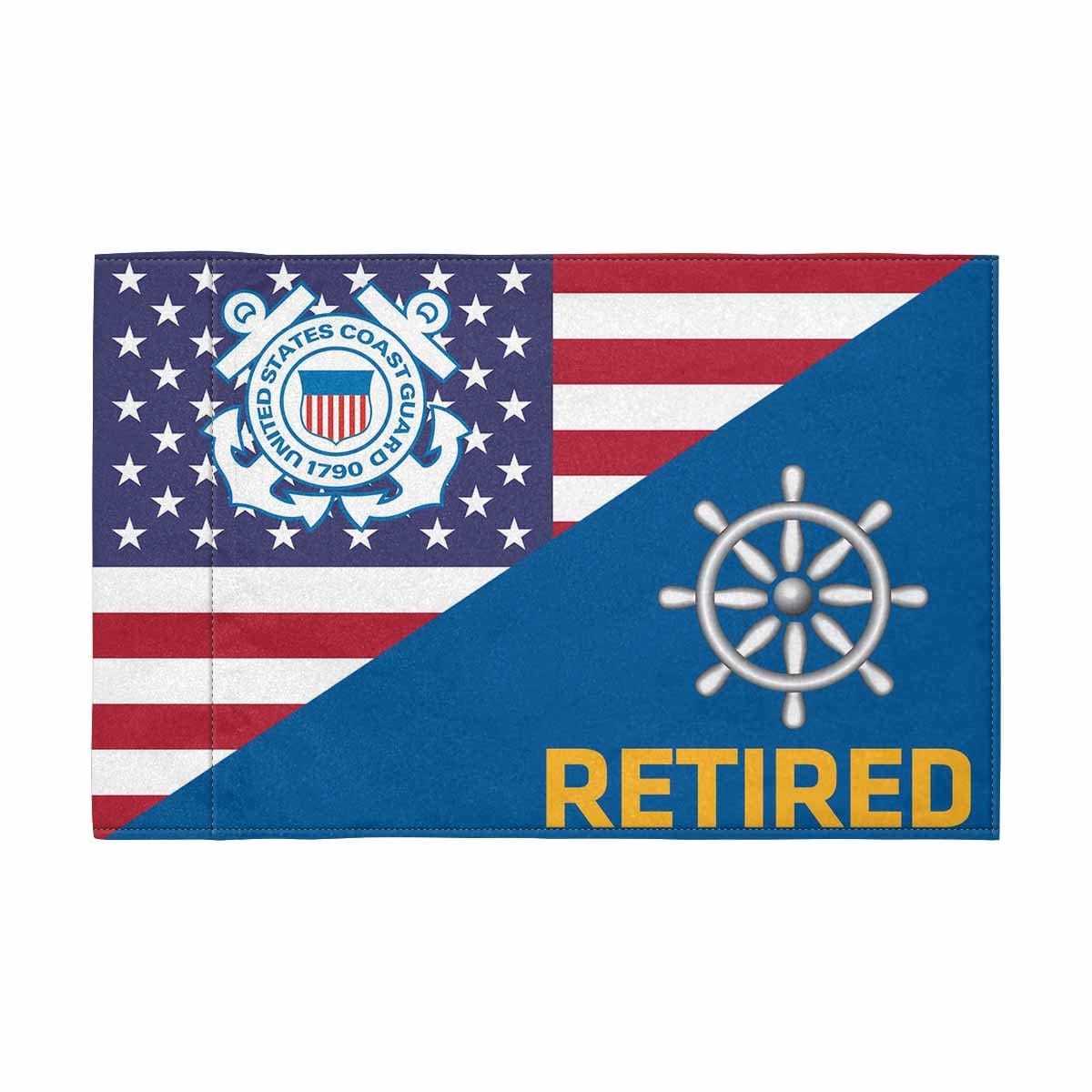 USCG QM Retired Motorcycle Flag 9" x 6" Twin-Side Printing D01-MotorcycleFlag-USCG-Veterans Nation