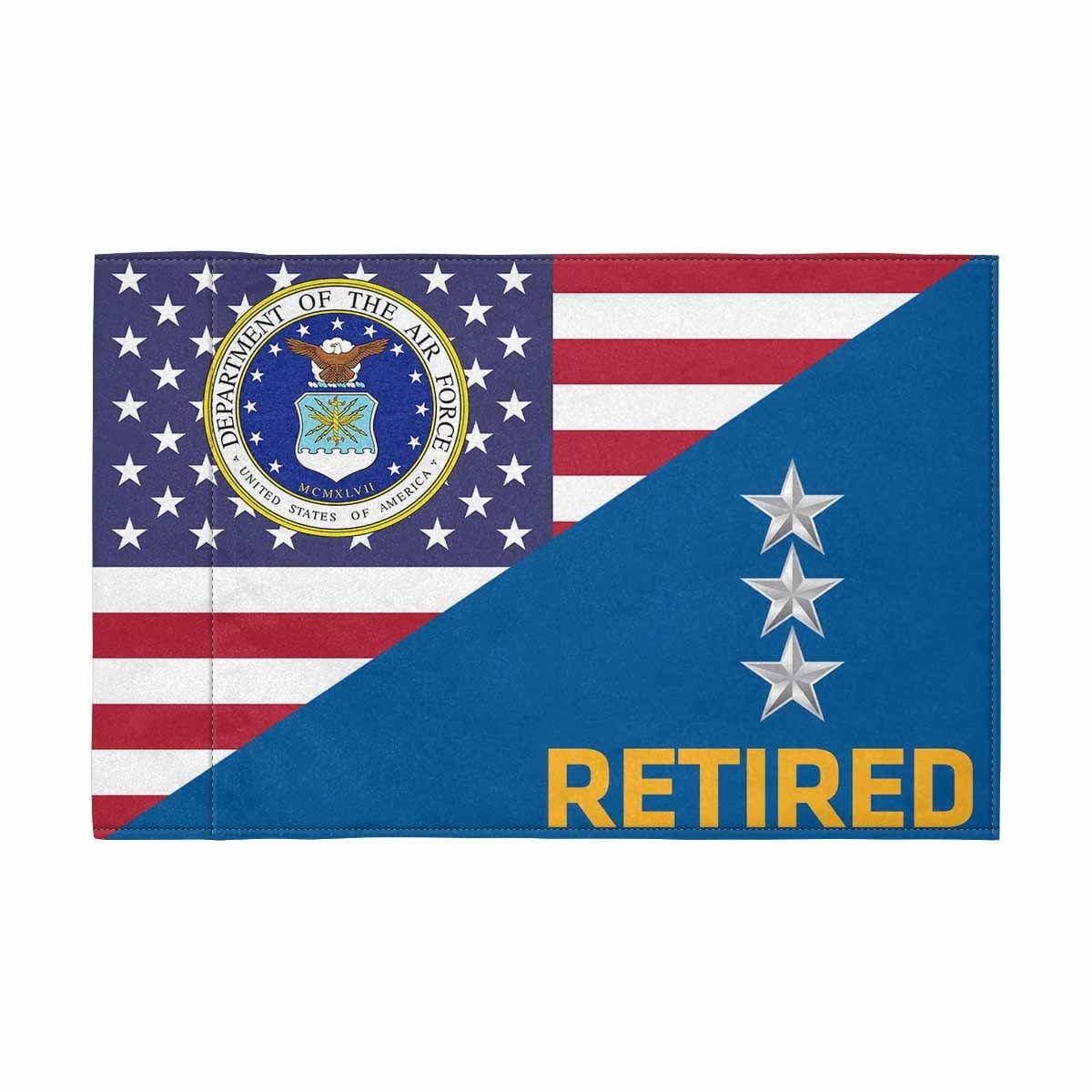 US Air Force O-9 Retired Motorcycle Flag 9" x 6" Twin-Side Printing D01-MotorcycleFlag-USAF-Veterans Nation