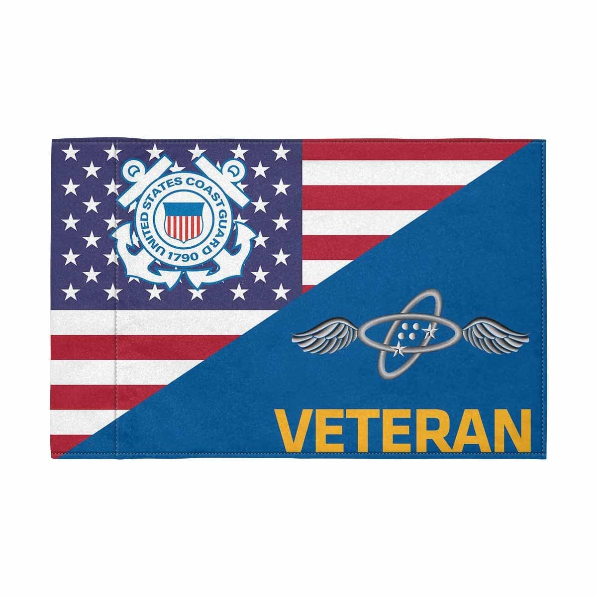 USCG AET Veteran Motorcycle Flag 9" x 6" Twin-Side Printing D01-MotorcycleFlag-USCG-Veterans Nation