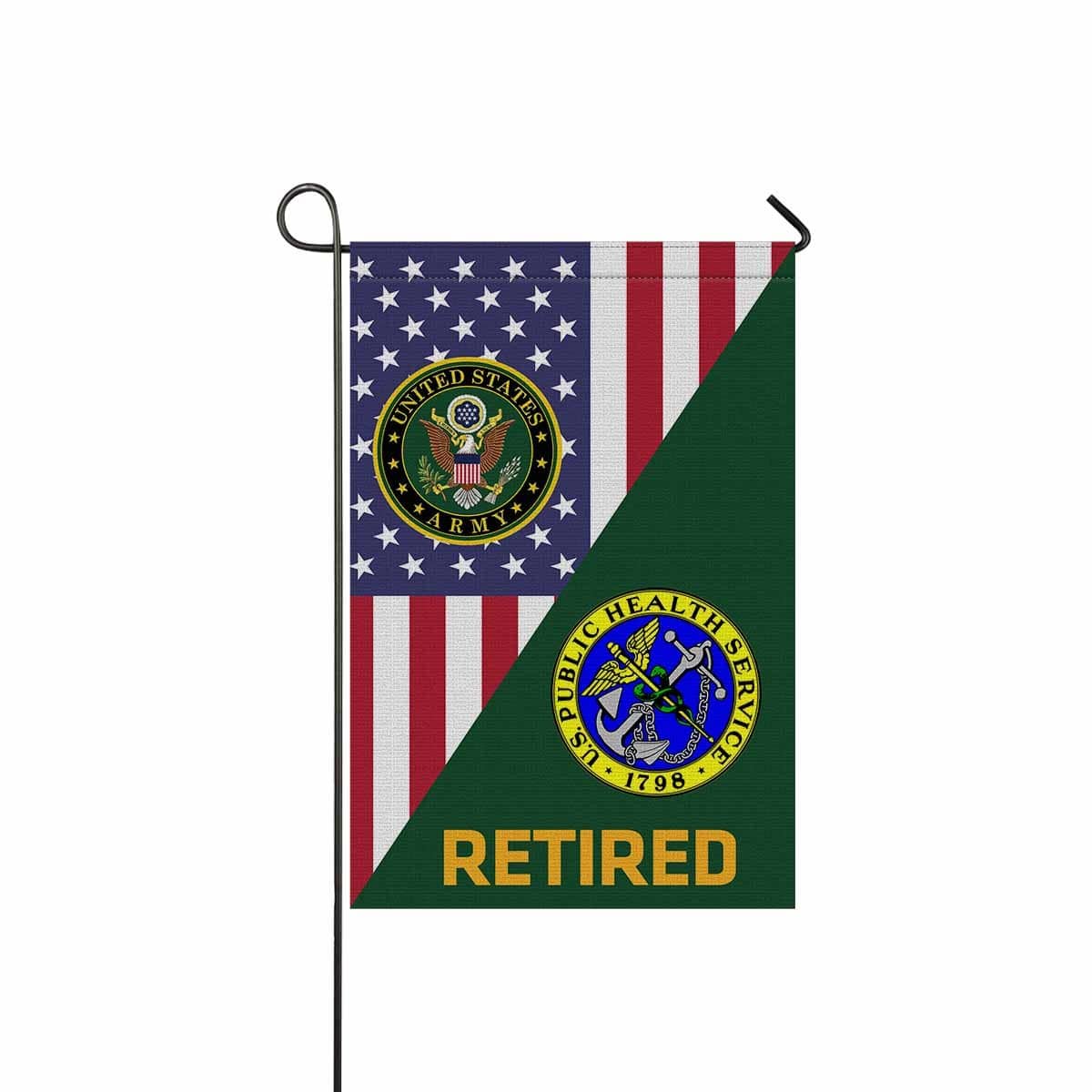 US Army Public Health Service Retired Garden Flag/Yard Flag 12 Inch x 18 Inch Twin-Side Printing-GDFlag-Army-Branch-Veterans Nation