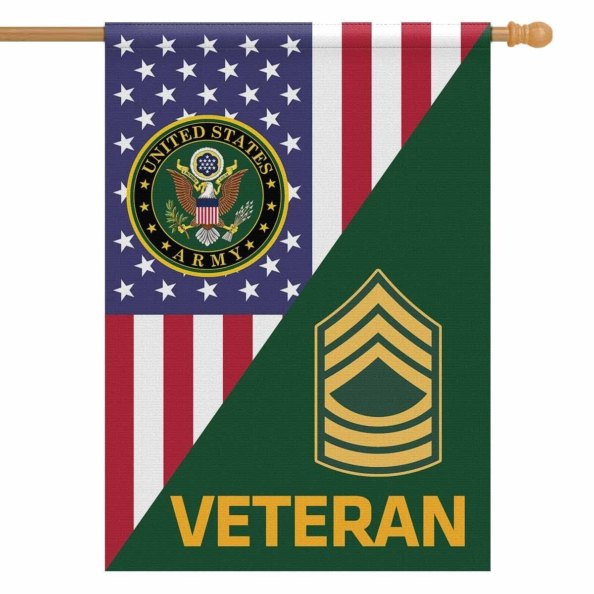 US Army Veteran Insignia With America Flag House Flag 28 Inch x 40 Inch Twin-Side Printing-HouseFlag-Army-Veterans Nation