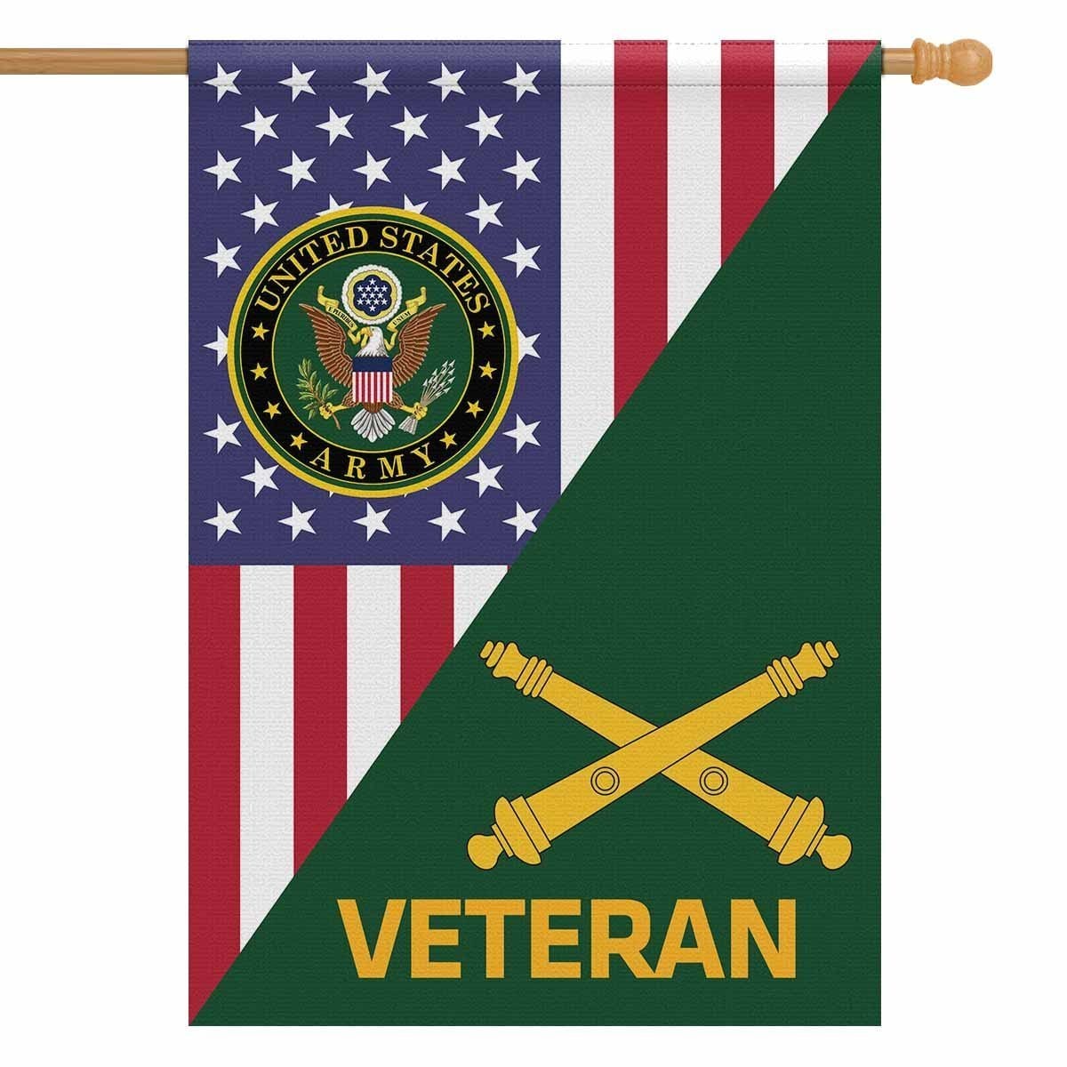 US Army Veteran Insignia With America Flag House Flag 28 Inch x 40 Inch Twin-Side Printing-HouseFlag-Army-Veterans Nation