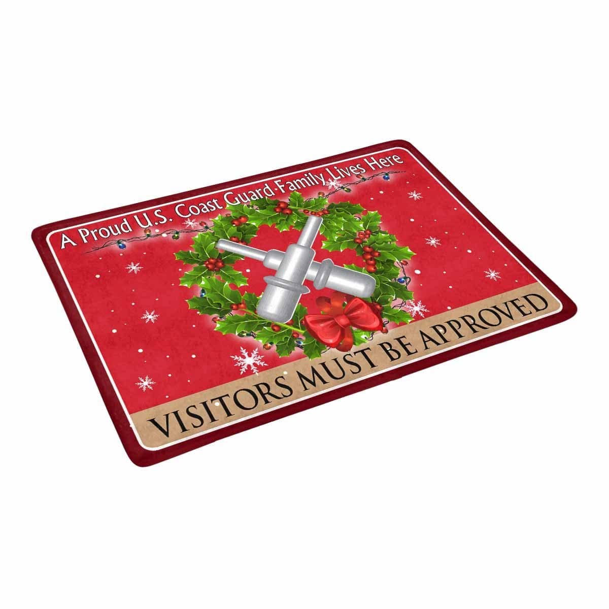 US Coast Guard Gunner's Mate GM Logo - Visitors must be approved Christmas Doormat-Doormat-USCG-Rate-Veterans Nation