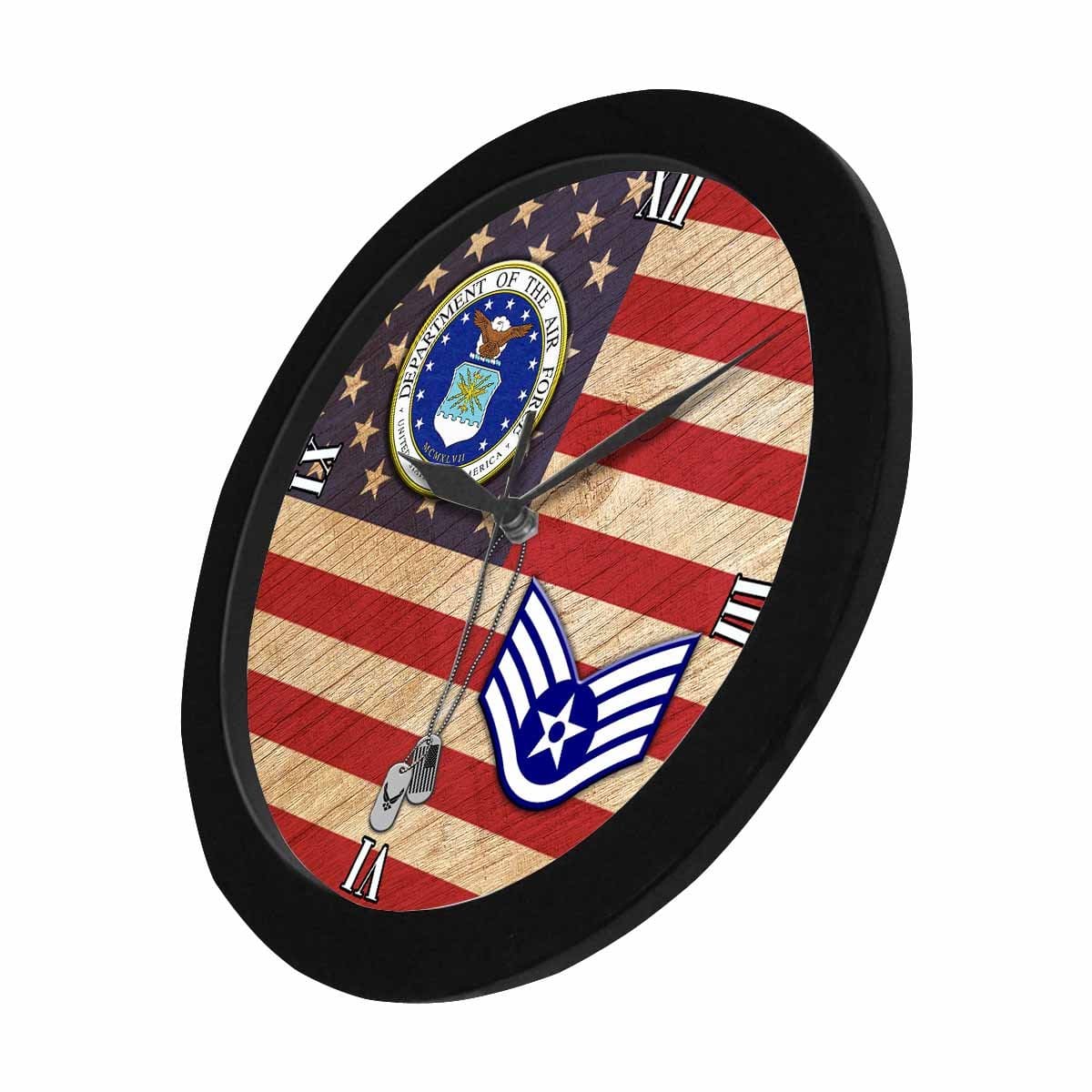 US Air Force E-5 Staff Sergeant SSgt E5 Wall Clock-WallClocks-USAF-Ranks-Veterans Nation