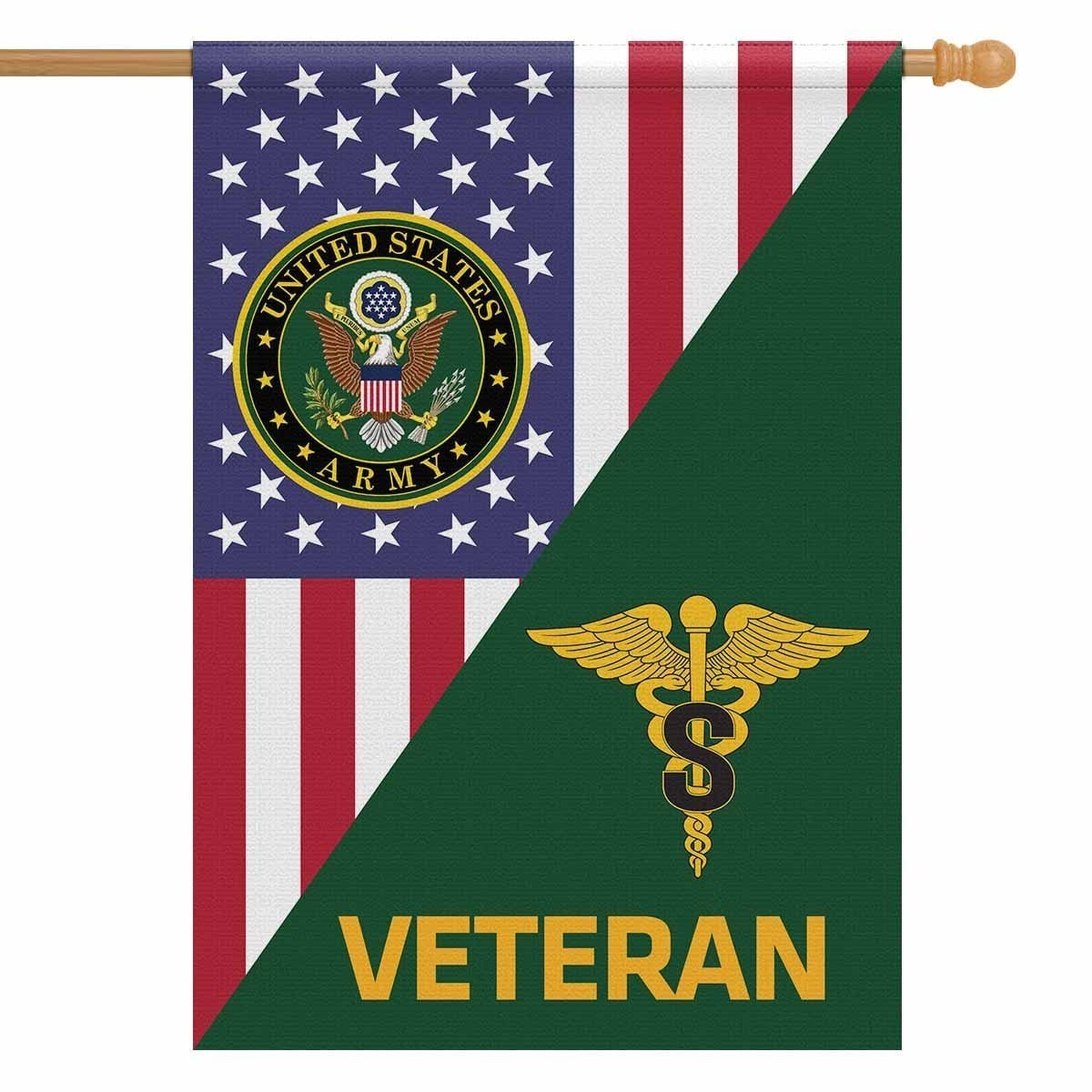 US Army Veteran Insignia With America Flag House Flag 28 Inch x 40 Inch Twin-Side Printing-HouseFlag-Army-Veterans Nation