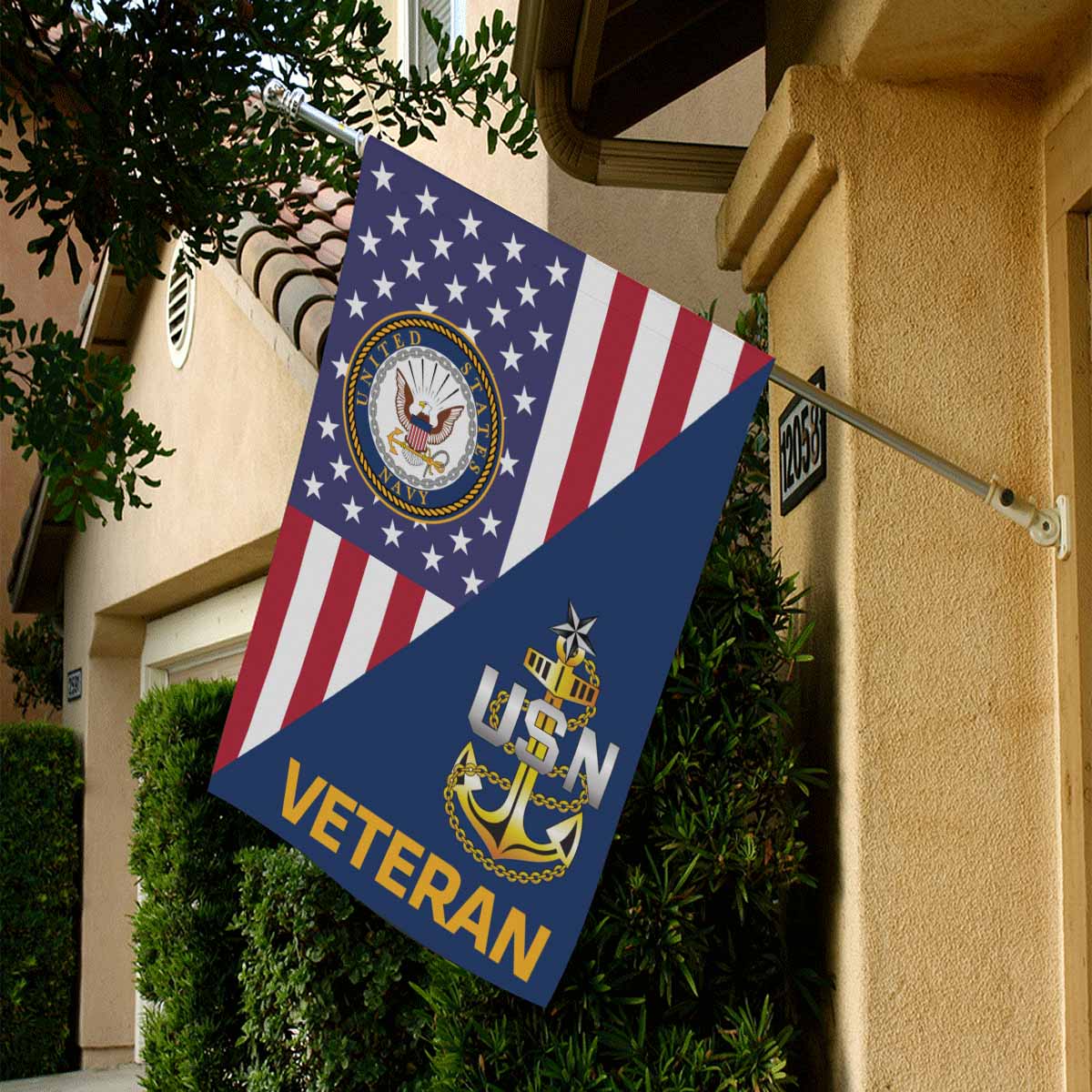 US Navy E-8 Senior Chief Petty Officer E8 SCPO Senior Noncommissioned Officer Collar Device Veteran House Flag 28 inches x 40 inches Twin-Side Printing-HouseFlag-Navy-Collar-Veterans Nation