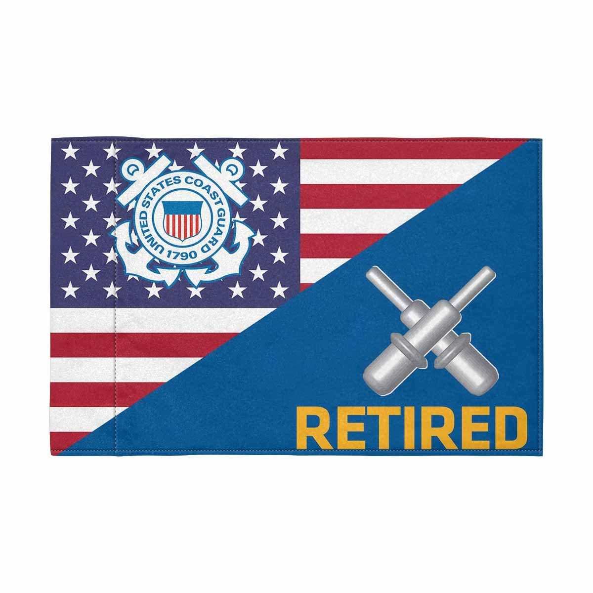 USCG GM Retired Motorcycle Flag 9" x 6" Twin-Side Printing D01-MotorcycleFlag-USCG-Veterans Nation