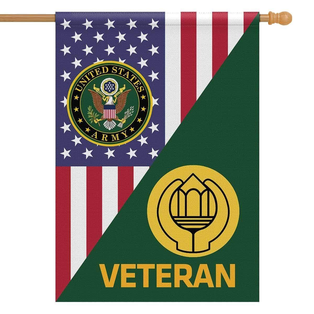 US Army Veteran Insignia With America Flag House Flag 28 Inch x 40 Inch Twin-Side Printing-HouseFlag-Army-Veterans Nation