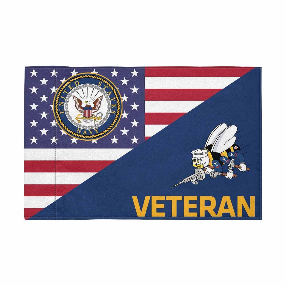 US Navy Seabees Collar Device Veteran Motorcycle Flag 9" x 6" Twin-Side Printing D01-MotorcycleFlag-Navy-Veterans Nation