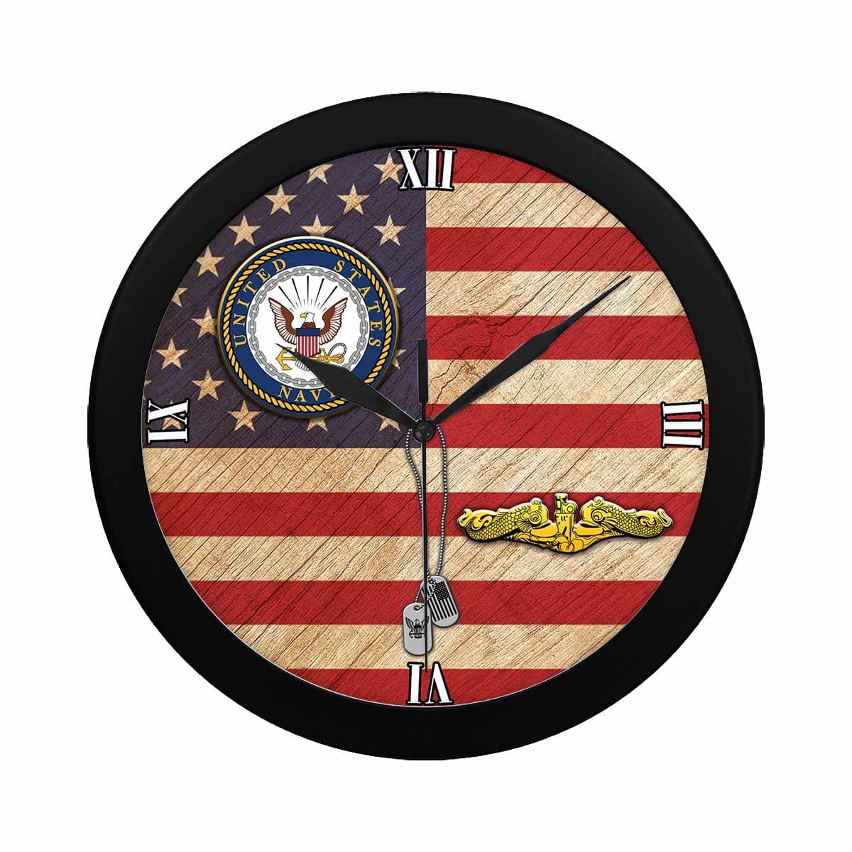 US Navy Submarine Officer Wall Clock-WallClocks-Navy-Badge-Veterans Nation