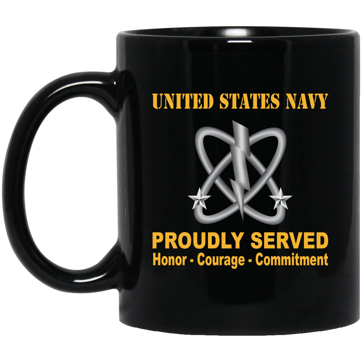 Navy Electronics Warfare Technician Navy EW Proudly Served Black Mug 11 oz - 15 oz-Mug-Navy-Rate-Veterans Nation