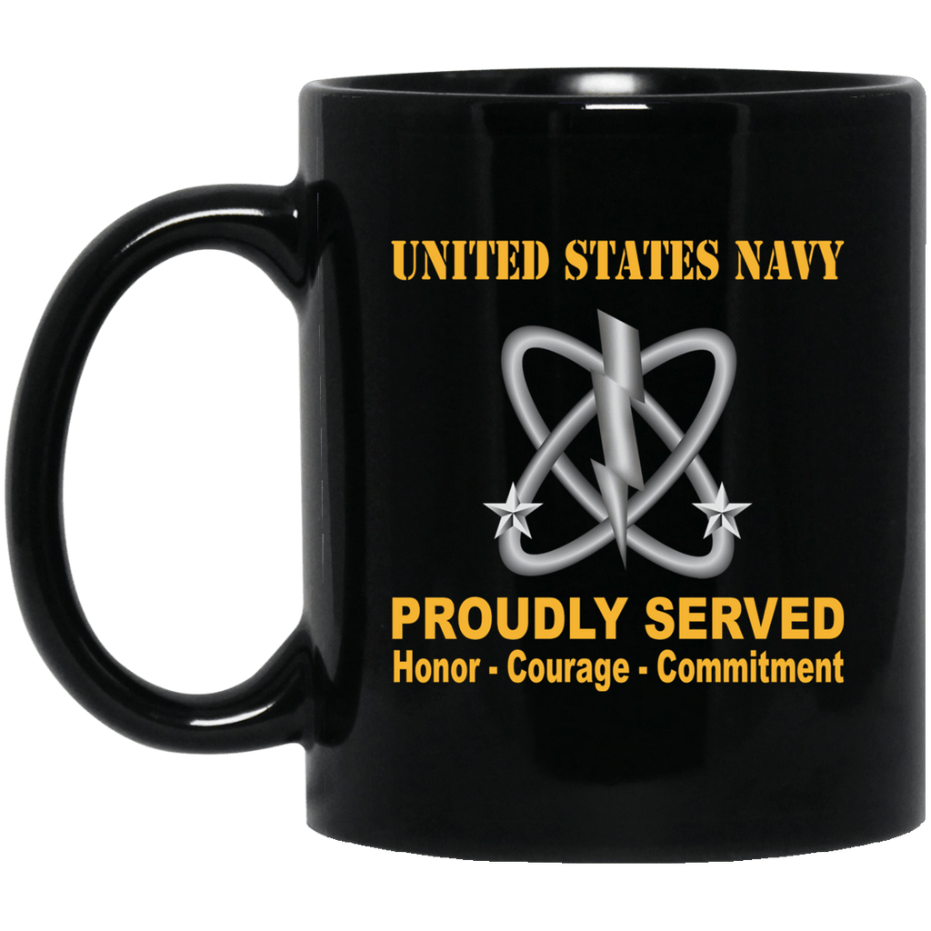Navy Electronics Warfare Technician Navy EW Proudly Served Black Mug 11 oz - 15 oz-Mug-Navy-Rate-Veterans Nation
