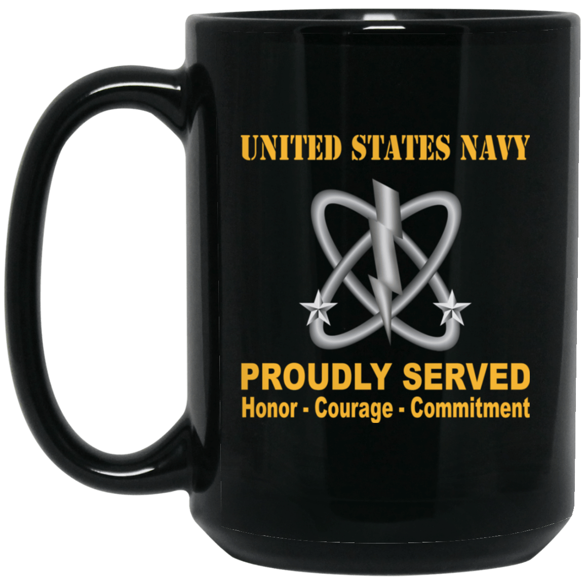 Navy Electronics Warfare Technician Navy EW Proudly Served Black Mug 11 oz - 15 oz-Mug-Navy-Rate-Veterans Nation